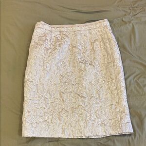 LOFT Textured Cream Pencil Skirt